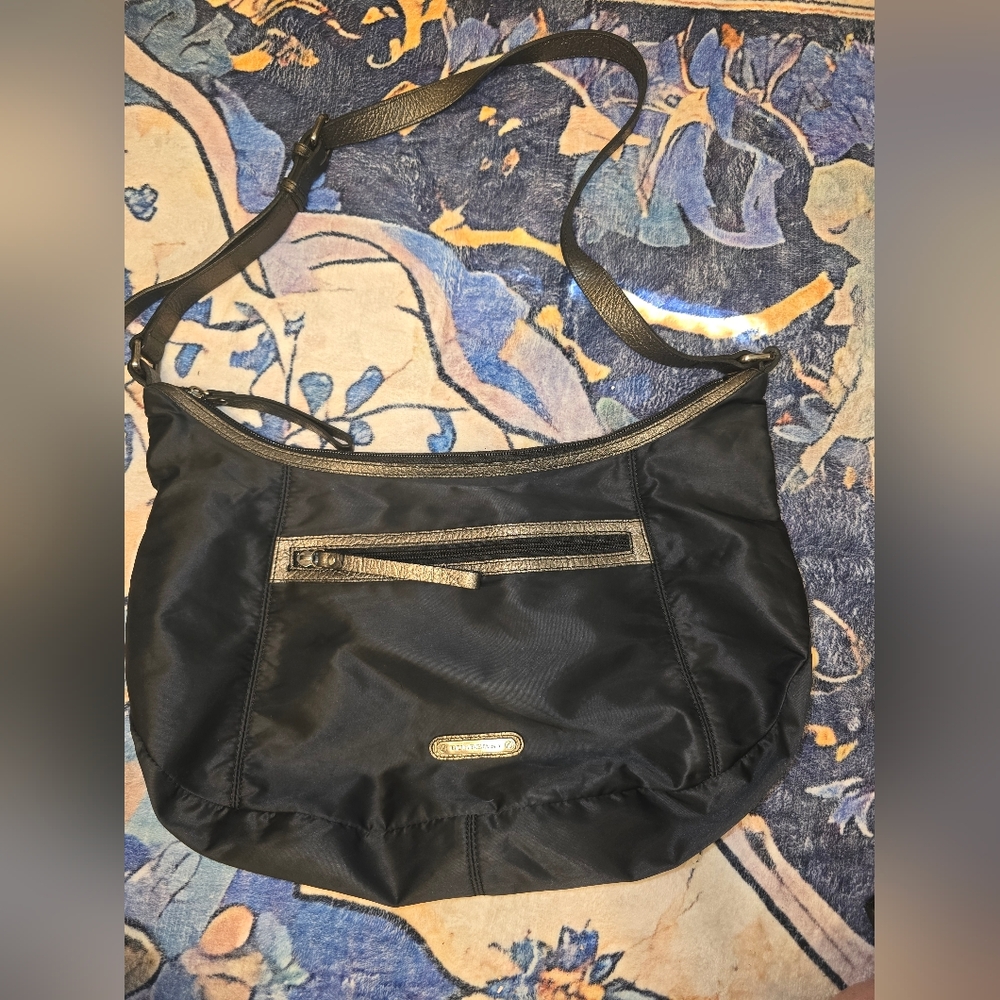 Burberry Black Hobo Bag with Silver Accents